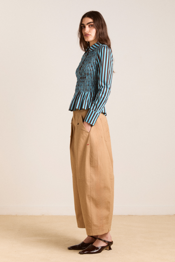 Damson Madder Hazel Shirt - Blue/choc Stripe