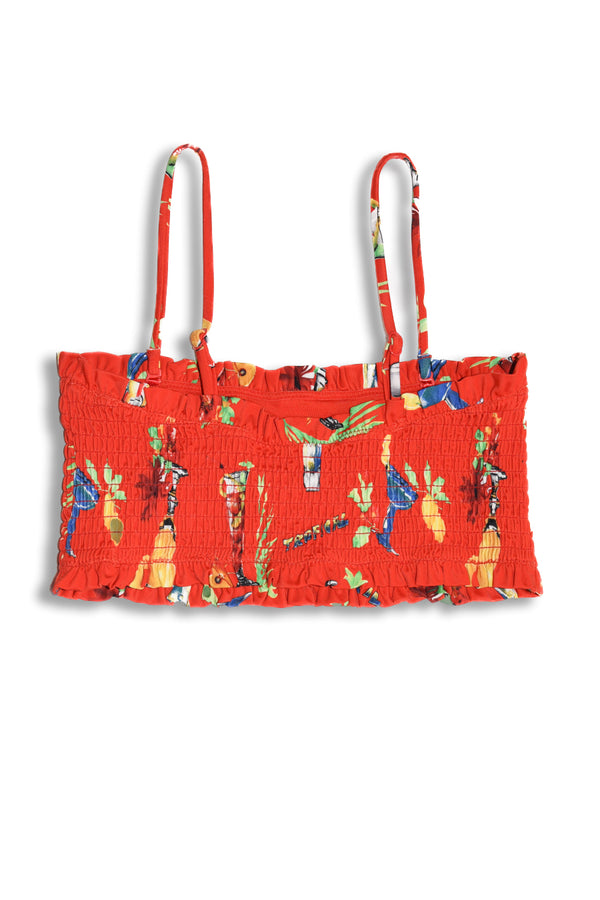 Damson Madder Hettie Shirred Bikini Top - Cocktails