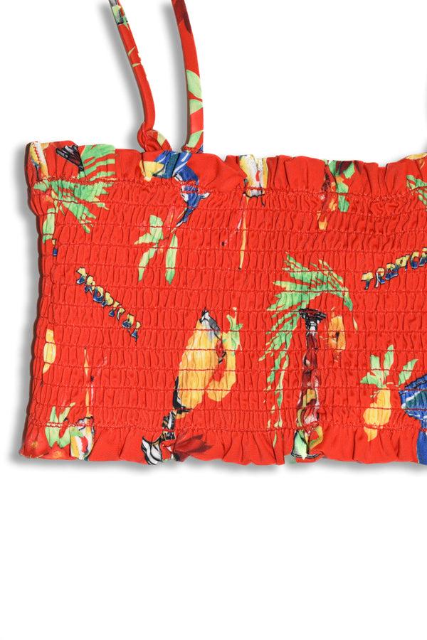 Damson Madder Hettie Shirred Bikini Top - Cocktails