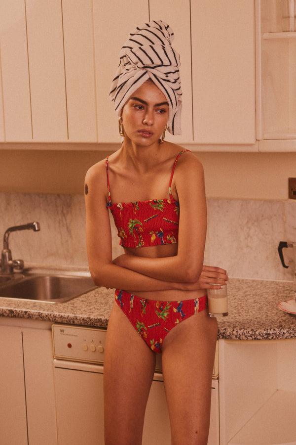 damson madder hettie shirred bikini top - cocktails