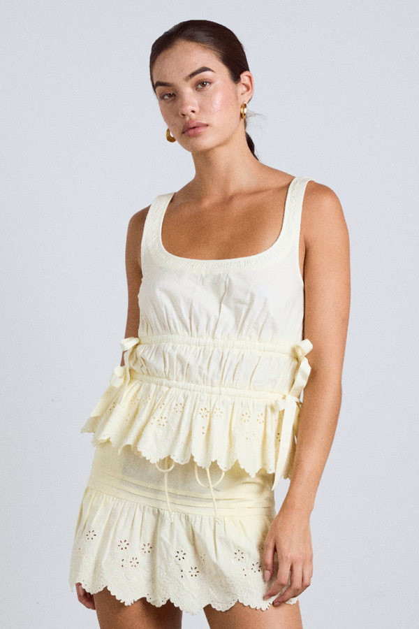 damson madder jade cami - yellow broderie