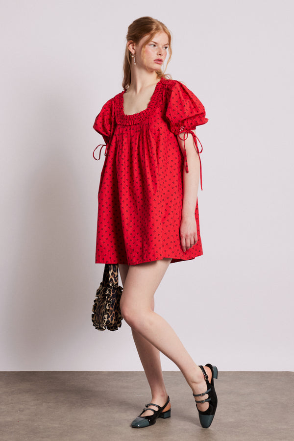 Damson Madder Jemima Mini Dress - Red Cherries