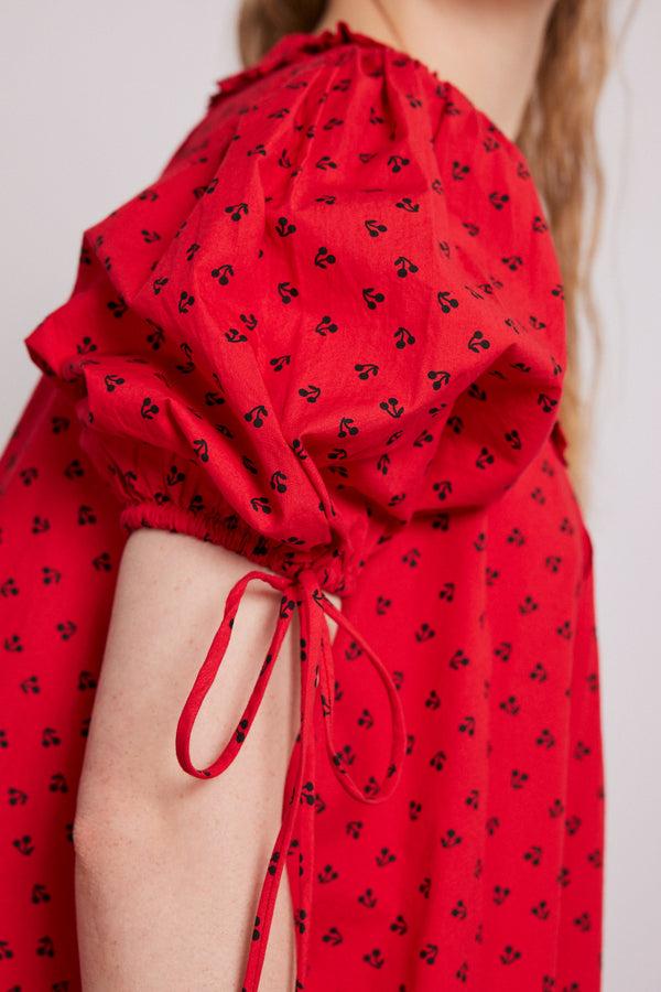 Damson Madder Jemima Mini Dress - Red Cherries