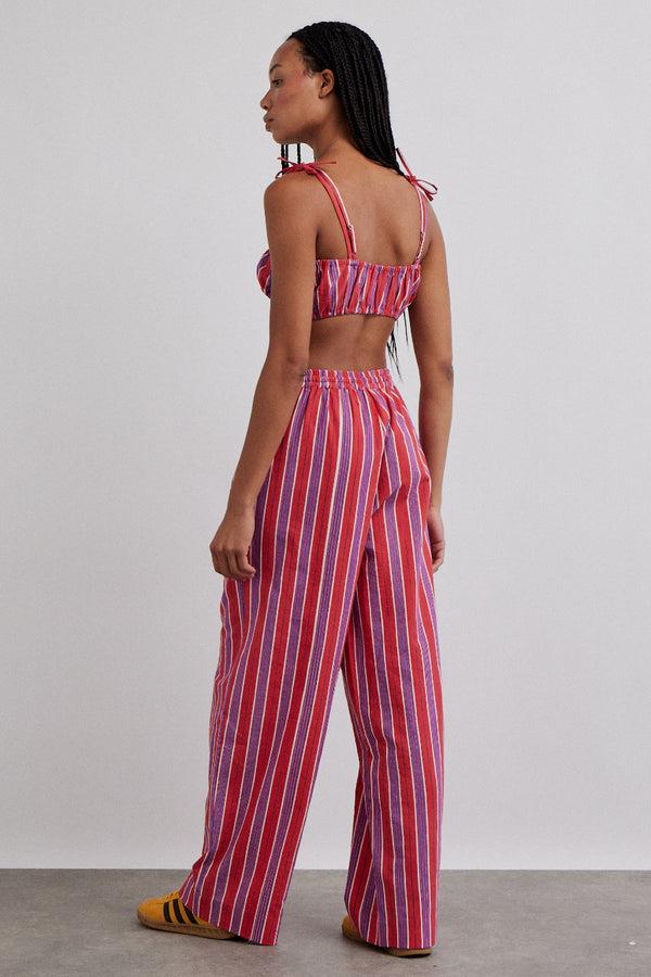 Damson Madder Karmen Ruched Bralet - Red Stripe