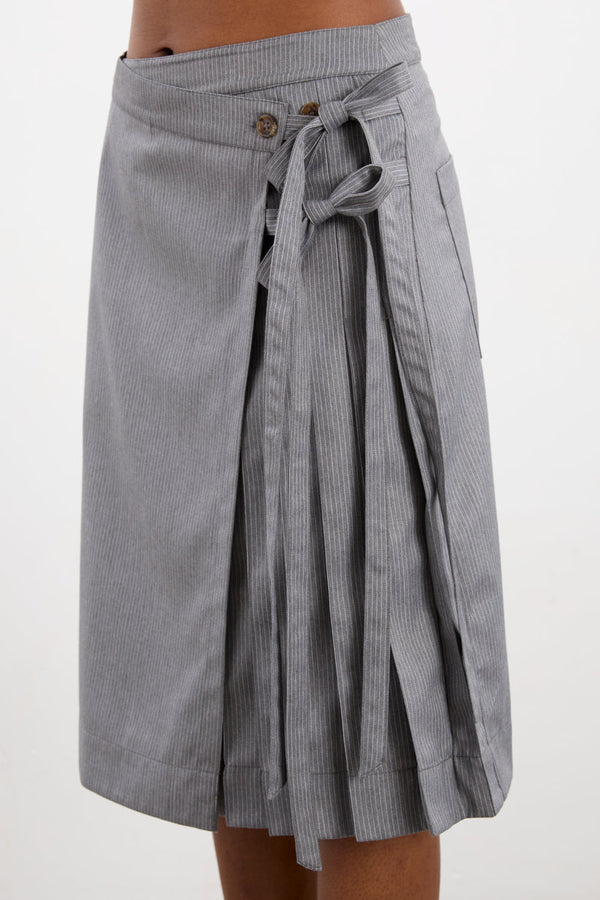 Damson Madder Kat Kilt - Grey Pinstripe