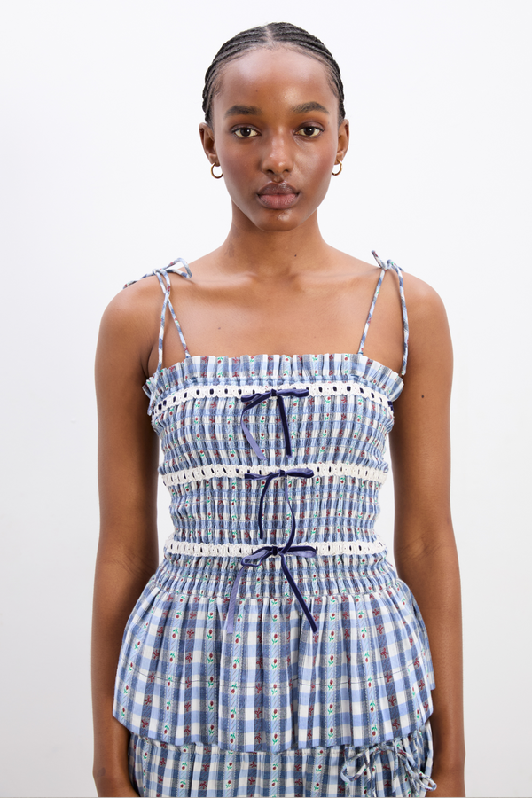 damson madder katya cami - blue margot gingham