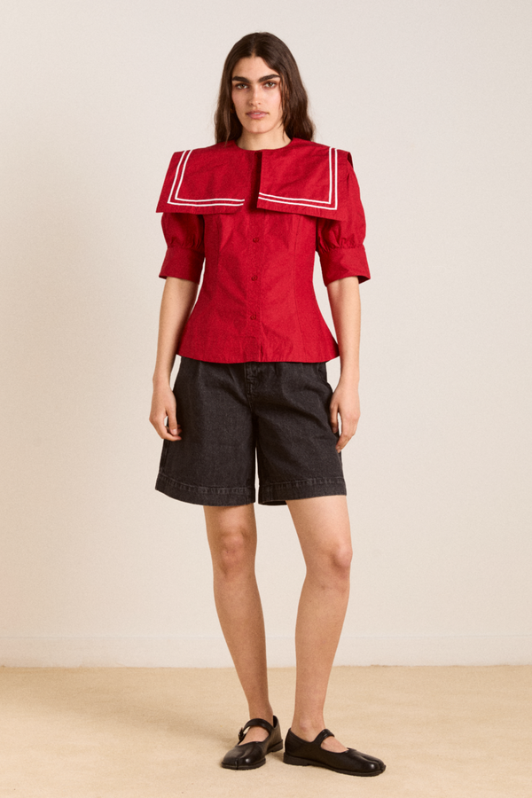 damson madder keisha blouse - cherry red
