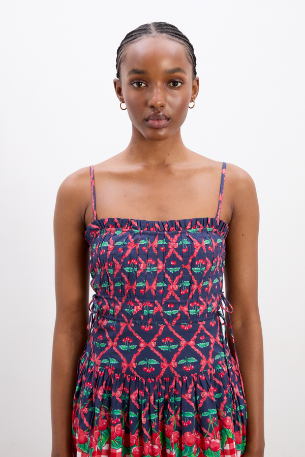 Damson Madder Kelia Midi Dress - Cherry Pie