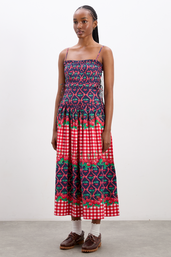 Damson Madder Kelia Midi Dress - Cherry Pie