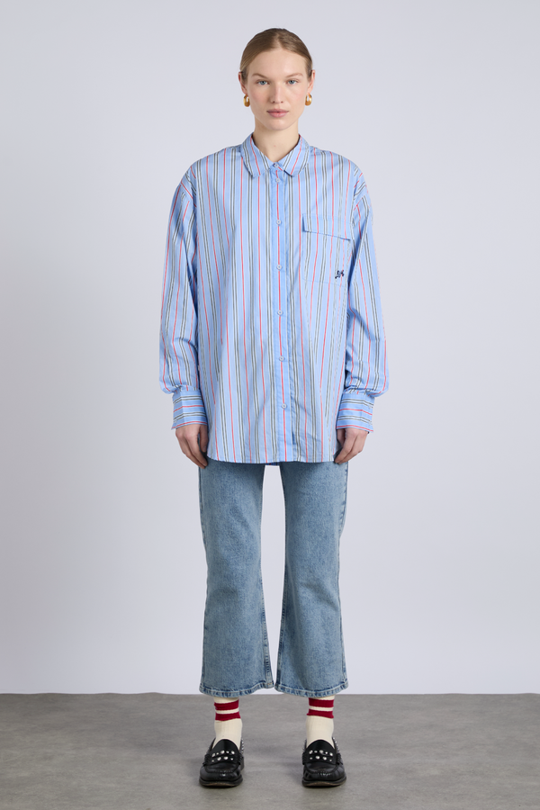 Damson Madder Kendall Shirt - Bold Blue Stripe