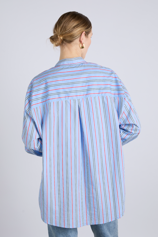 Damson Madder Kendall Shirt - Bold Blue Stripe