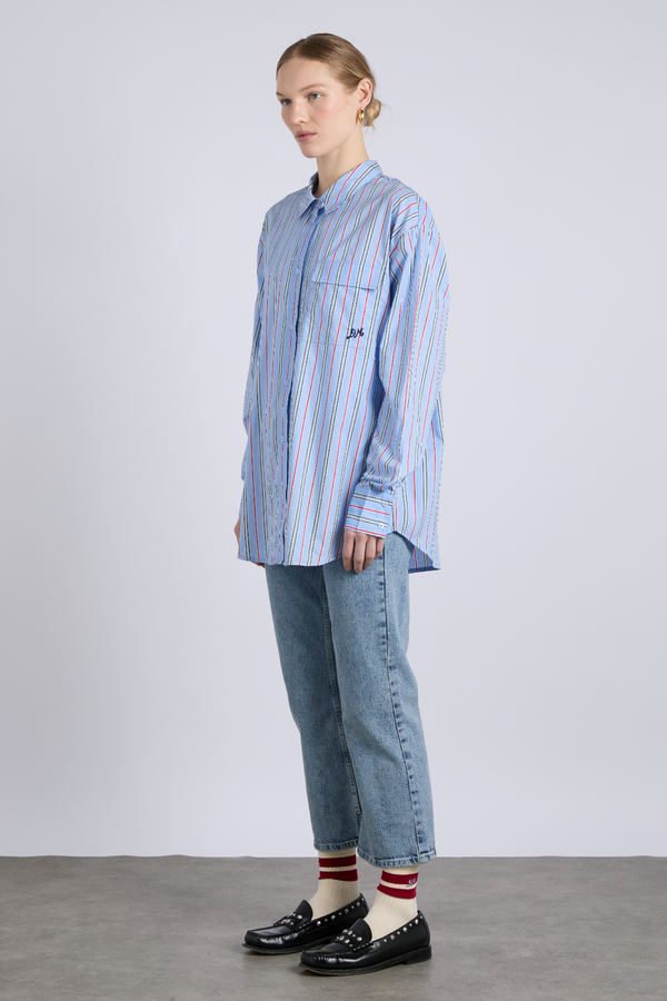 Damson Madder Kendall Shirt - Bold Blue Stripe
