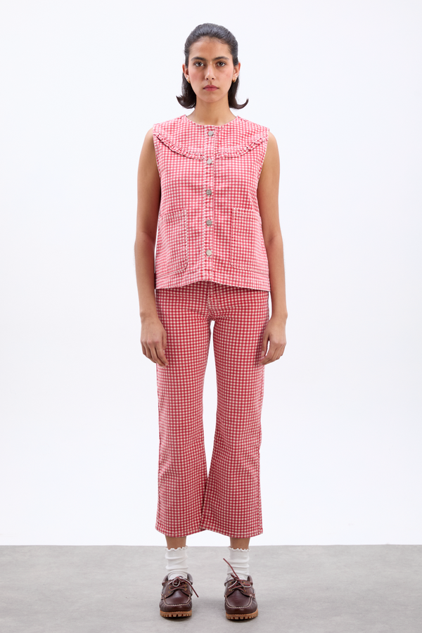 Damson Madder Kenny Jeans- Red Gingham
