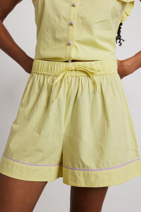 Damson Madder Kitty Ruffle Nightwear Set- Yellow