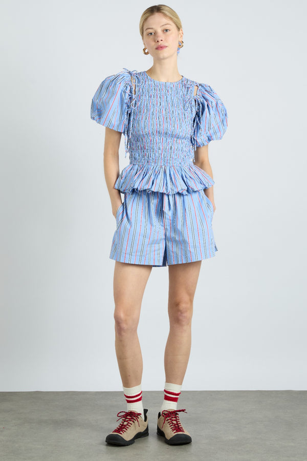 Damson Madder Krissy Boxer - Bold Blue Stripe