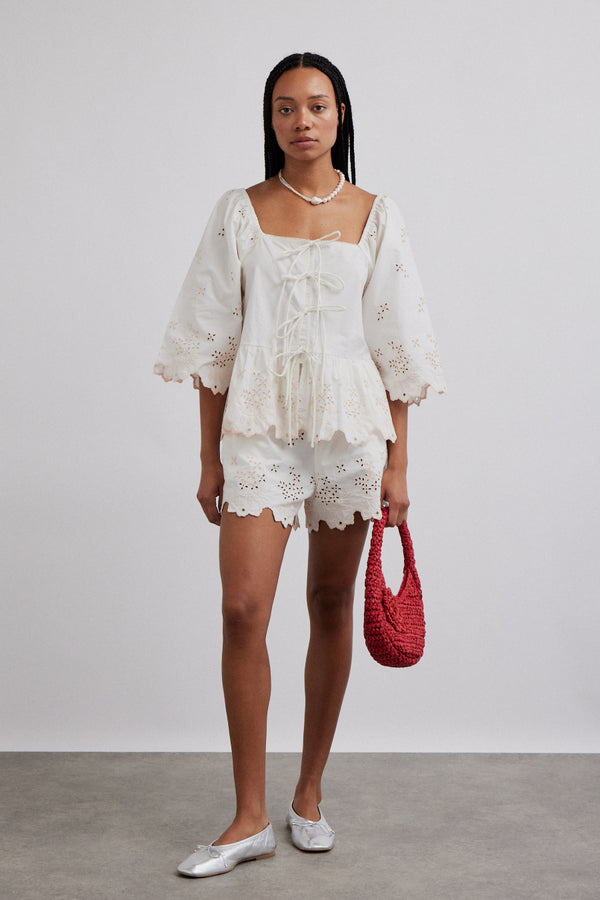 damson madder lana shorts - broderie