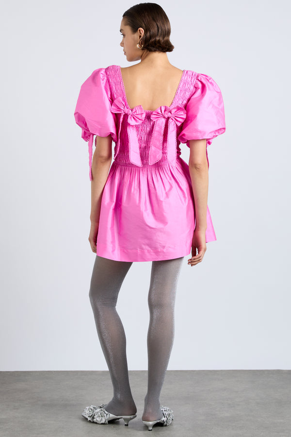 Damson Madder Lauren Mini Dress- Pink Taffeta