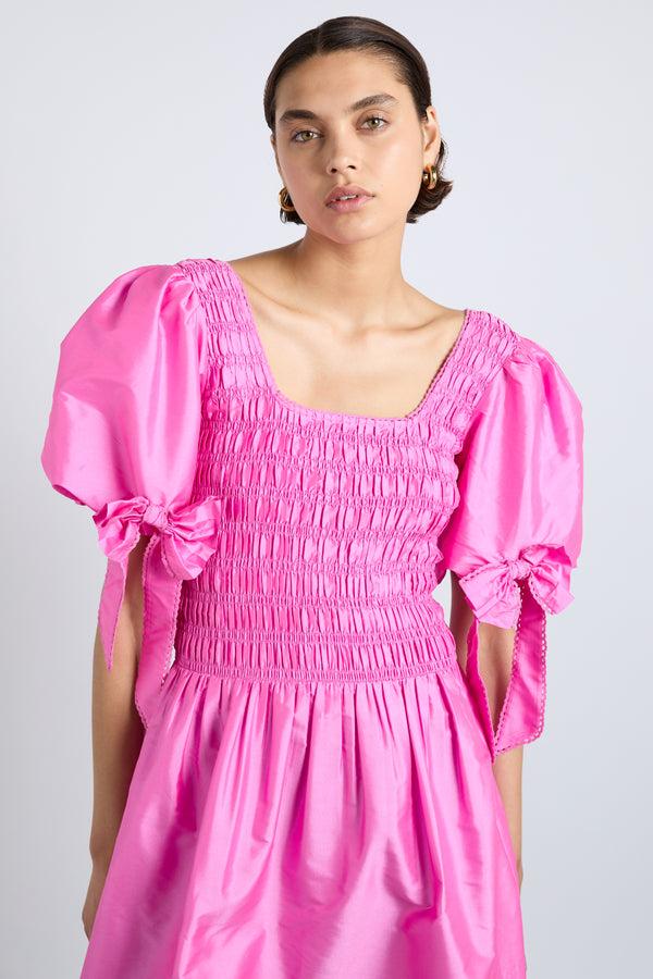 Damson Madder Lauren Mini Dress- Pink Taffeta