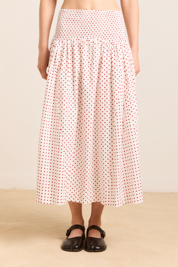 Damson Madder Layla Skirt - Off White And Red Spot