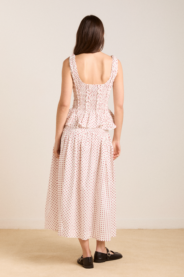 Damson Madder Layla Skirt - Off White And Red Spot