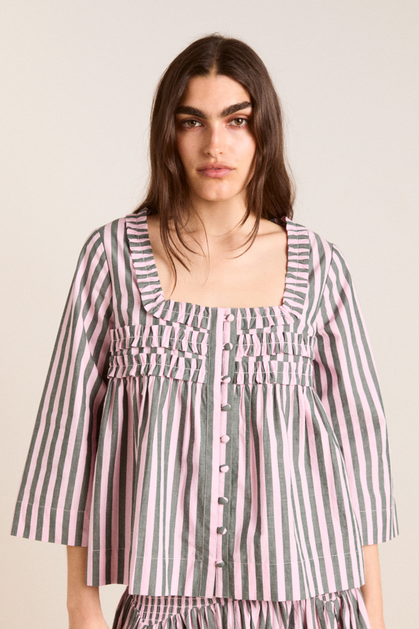 damson madder leilani blouse - garden stripe