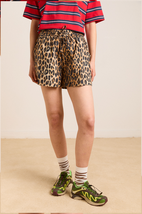 Damson Madder Leopard Pull On Shorts