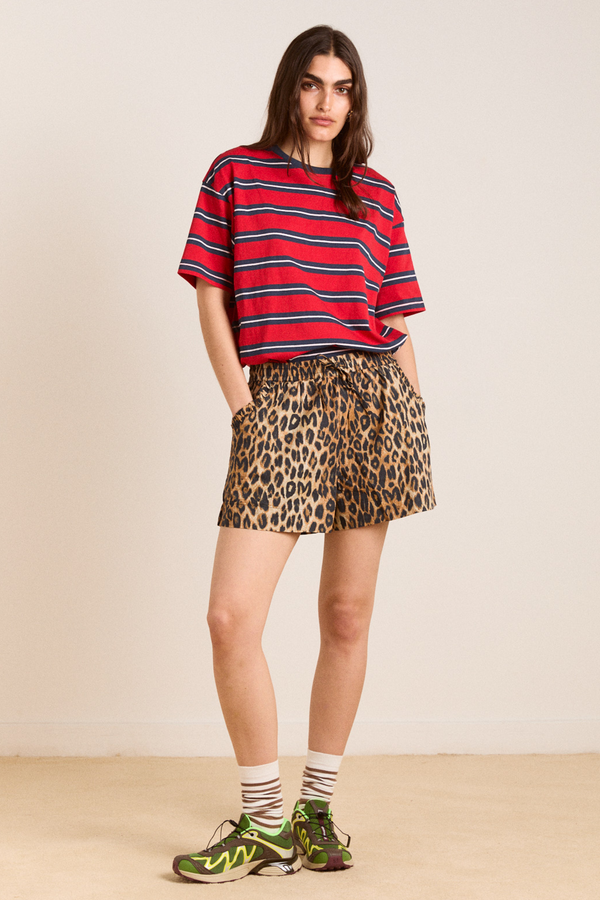 damson madder leopard pull on shorts