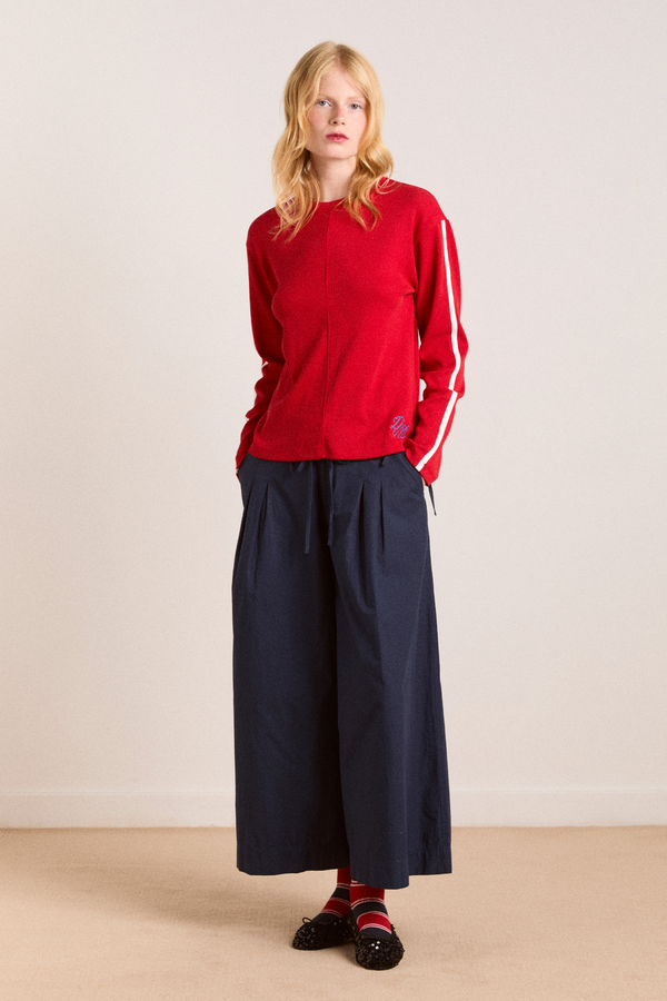 Damson Madder Lilah Long Sleeve Top - Red Rib