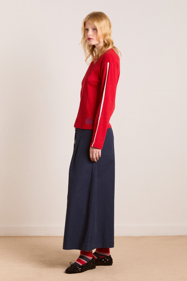 Damson Madder Lilah Long Sleeve Top - Red Rib