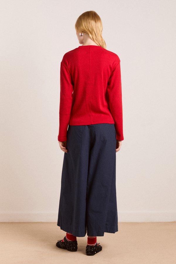 Damson Madder Lilah Long Sleeve Top - Red Rib