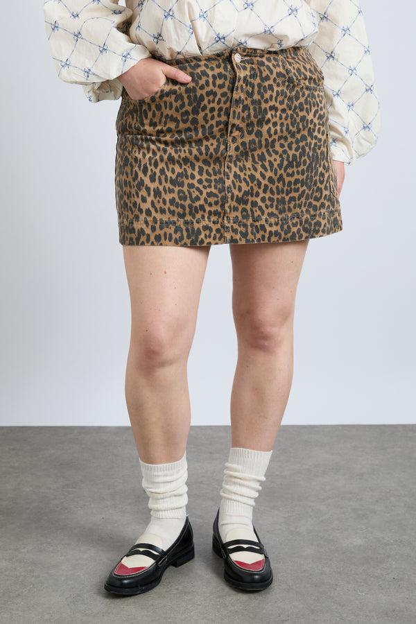 Damson Madder Lily Denim Mini Skirt- Leopard