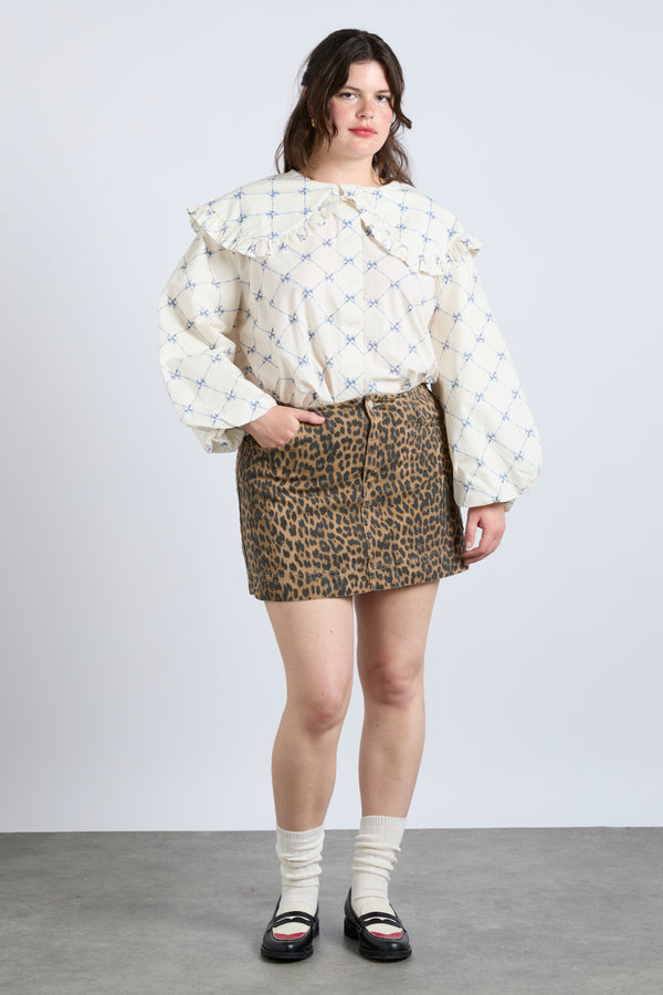 Damson Madder Lily Denim Mini Skirt- Leopard