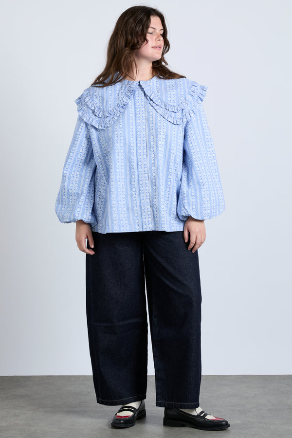 Damson Madder Lois Double Collar Blouse - Blue