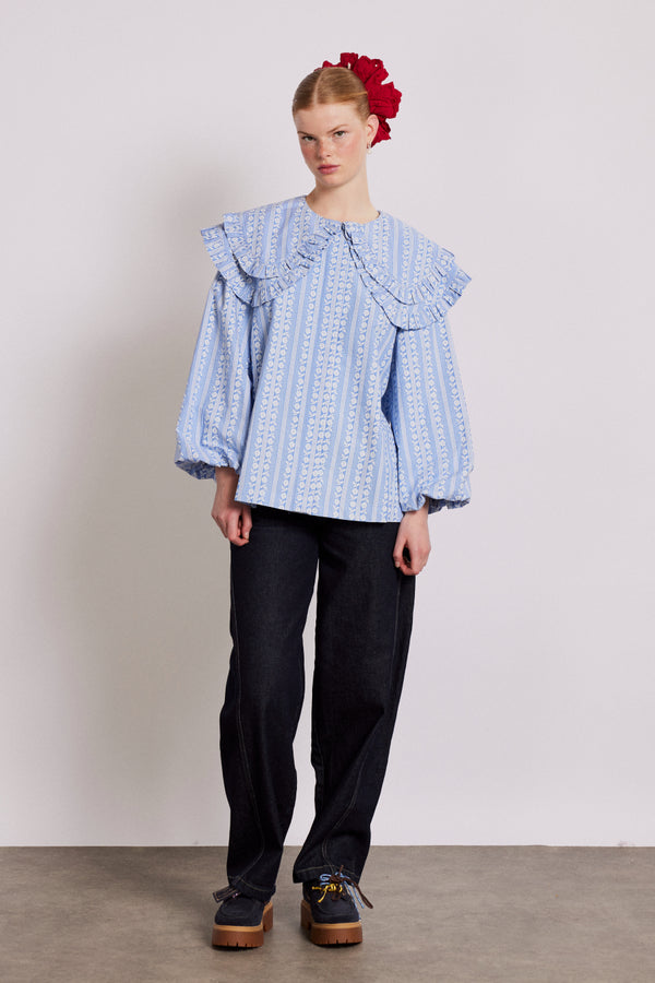 Damson Madder Lois Double Collar Blouse - Blue