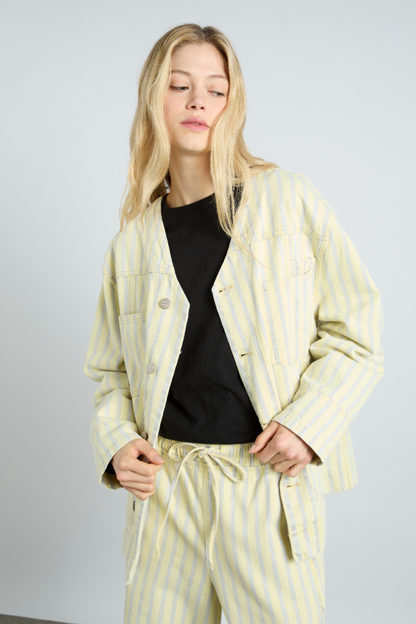 Damson Madder Luca Jacket - Butter Business Stripe