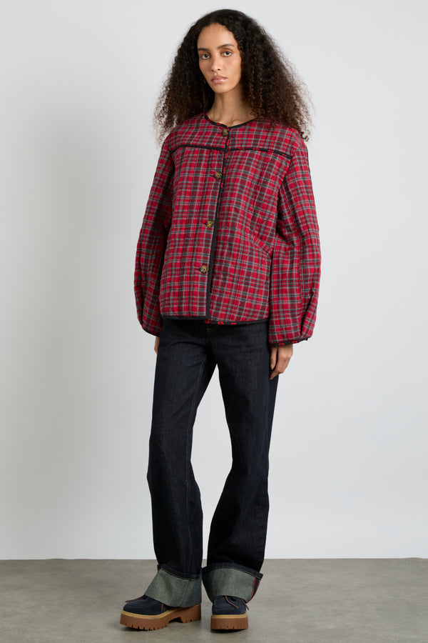 Damson Madder Macy Quilted Jacket - Red Check