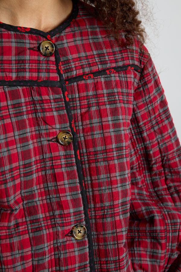 Damson Madder Macy Quilted Jacket - Red Check