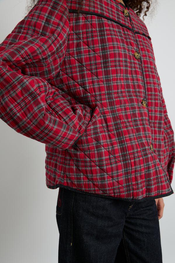 Damson Madder Macy Quilted Jacket - Red Check