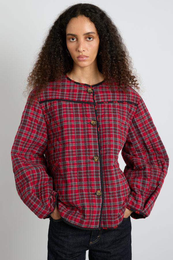 damson madder macy quilted jacket - red check