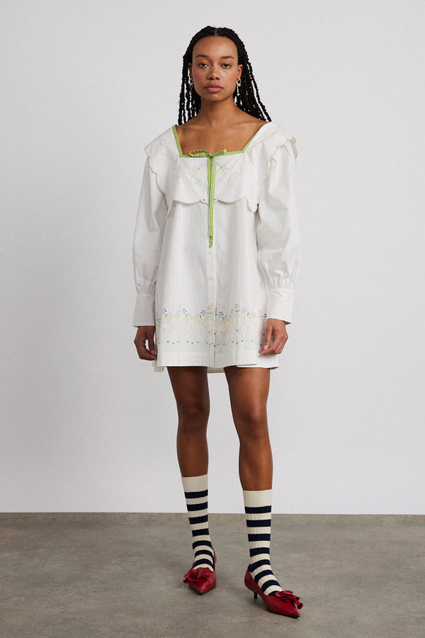 damson madder mala mini dress - floral embroidery