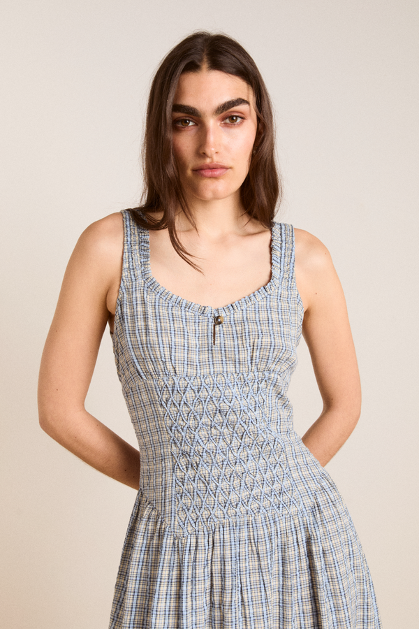 Damson Madder Mallory Midi Dress - Cloudy Check