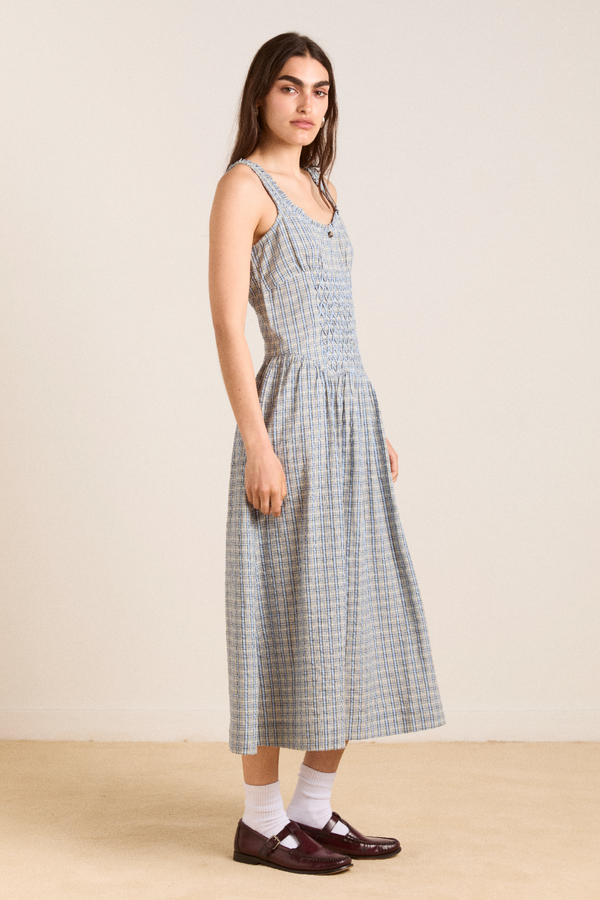 Damson Madder Mallory Midi Dress - Cloudy Check