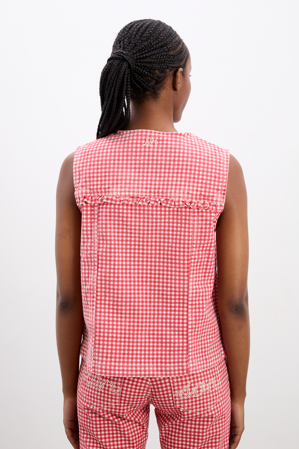 Damson Madder Mari Vest Top- Red Gingham