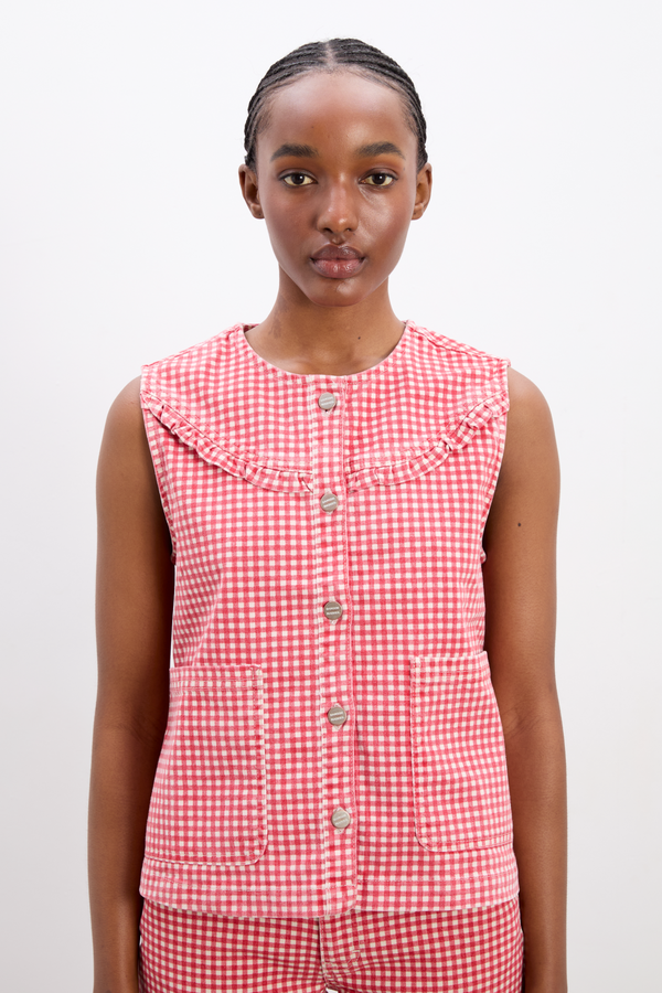 damson madder mari vest top- red gingham