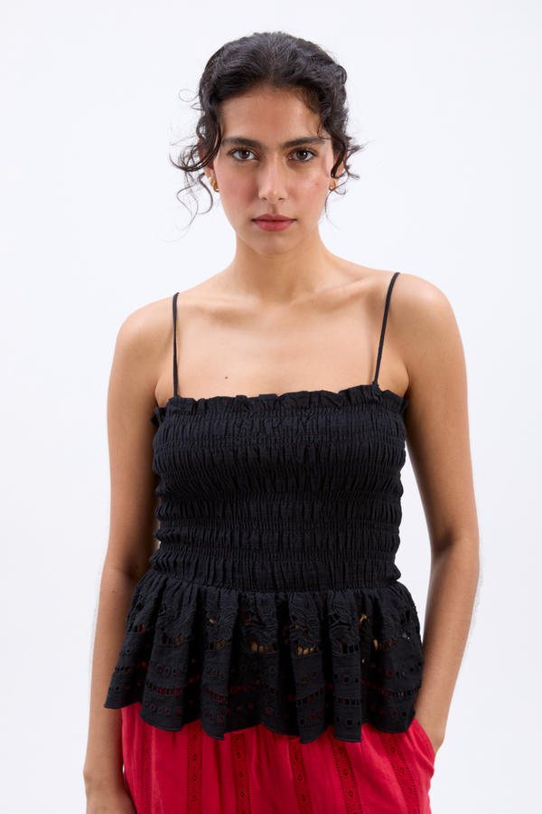 Damson Madder Martina Embroidered Cami - Black
