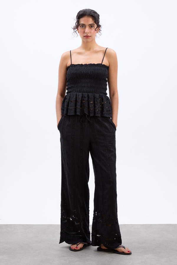 Damson Madder Martina Embroidered Cami - Black