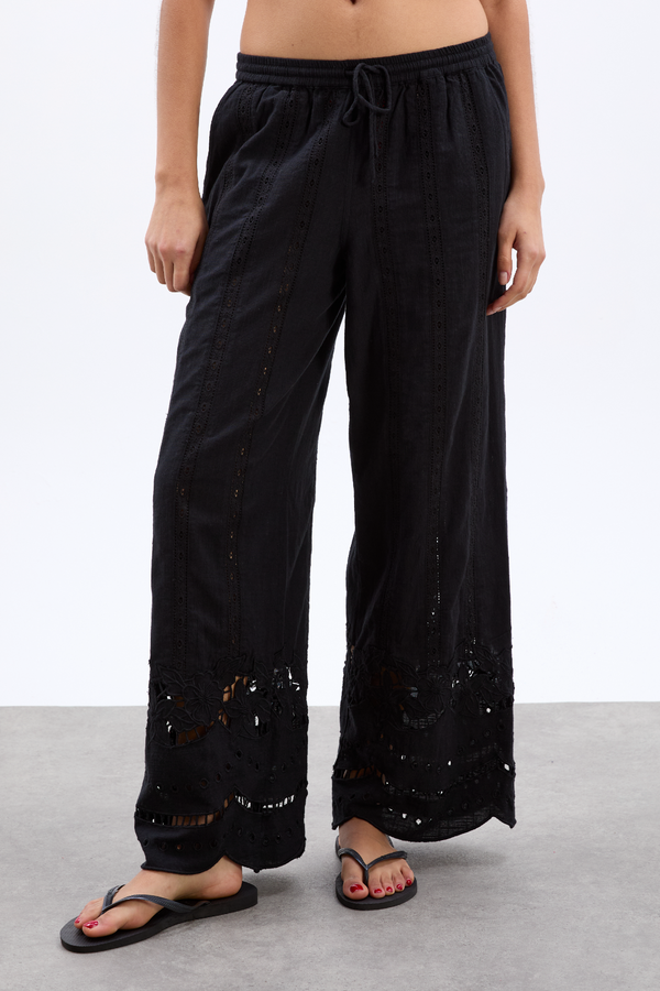 Damson Madder Martina Embroidered Trousers - Black