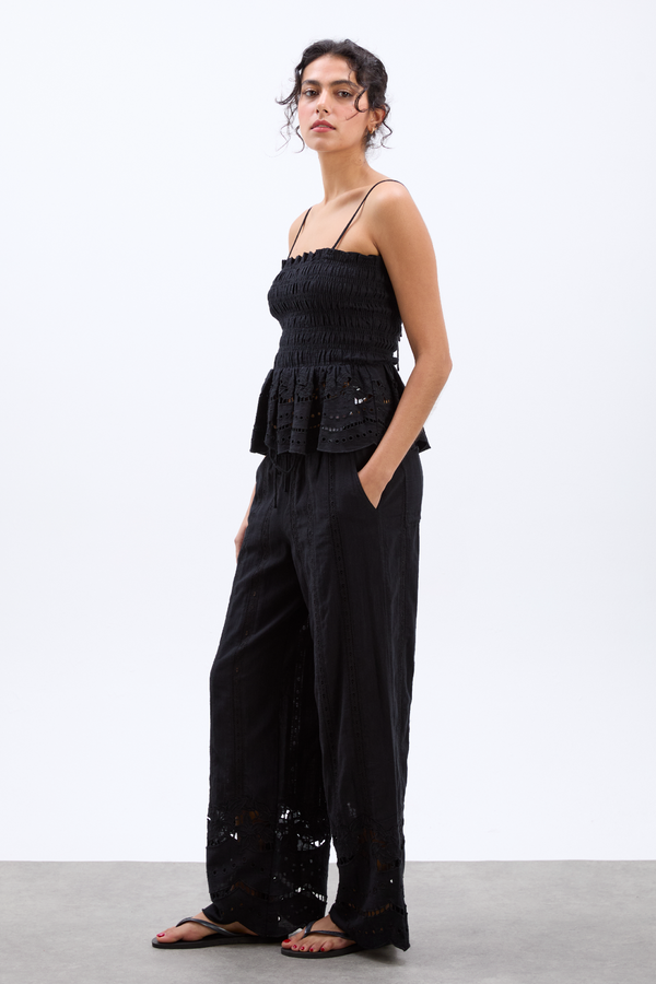 Damson Madder Martina Embroidered Trousers - Black