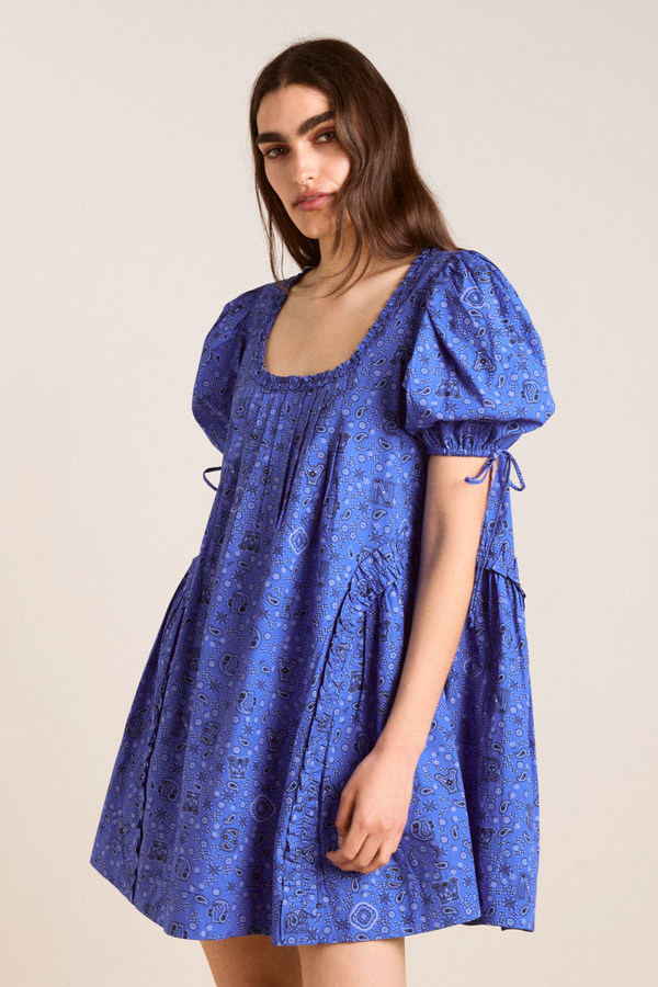 Damson Madder Meri Mini Dress - Blue Paisley
