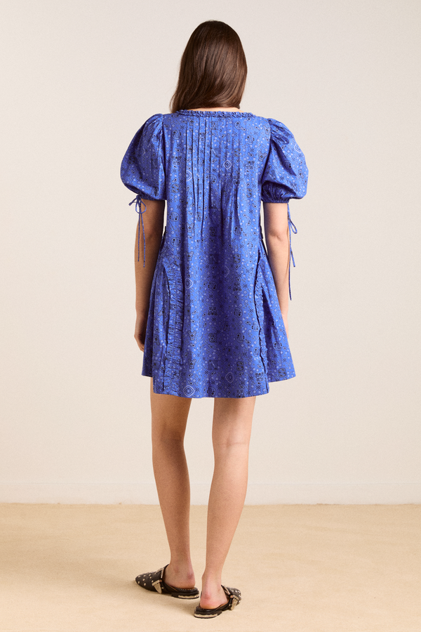 Damson Madder Meri Mini Dress - Blue Paisley